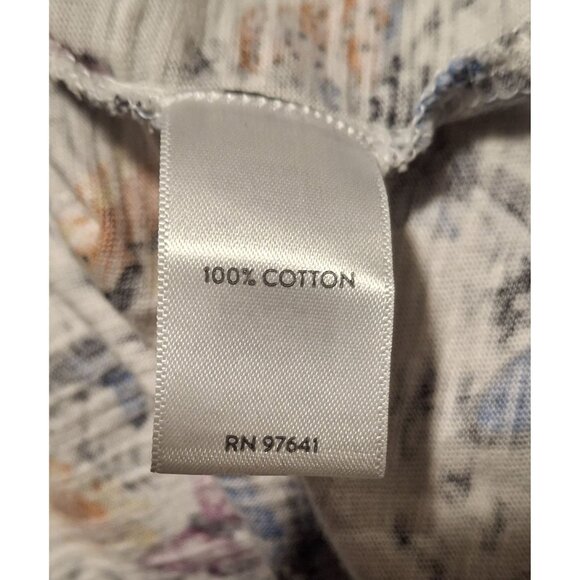 J. Jill Women's Long Sleeve Floral Butterfly Print Top L Cotton Country Artsy - Picture 5 of 7